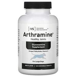 International Veterinary Sciences, Arthramine, Glucosamine Supplement, For Large Dogs, Beef, 120 Chewable Tablets - HealthCentralUSA