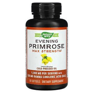 Nature's Way, Evening Primrose, Max Strength, 1,300 mg, 60 Softgels - HealthCentralUSA