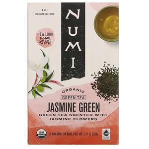 Numi Tea, Organic Green Tea, Jasmine Green, 18 Tea Bags, 1.27 oz (36 g) - HealthCentralUSA