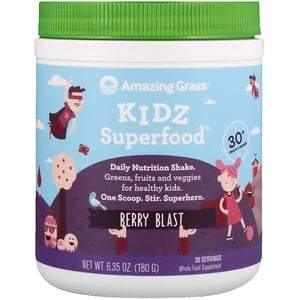 Amazing Grass, Kidz Superfood, Berry Blast, 6.35 oz (180 g) - HealthCentralUSA