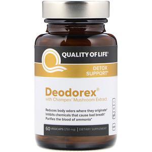Quality of Life Labs, Deodorex, With Champex Mushroom Extract, 250 mg, 60 VegiCaps - HealthCentralUSA