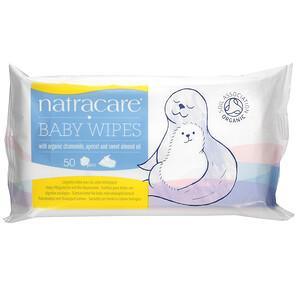 Natracare, Baby Wipes with Organic Chamomile, Apricot and Sweet Almond Oil, 50 Wipes - HealthCentralUSA