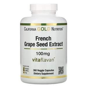 California Gold Nutrition, French Grape Seed Extract, VitaFlavan, Antioxidant Polyphenol, 100 mg, 360 Veggie Capsules - HealthCentralUSA