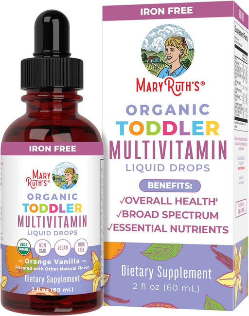 Maryruth Organics Kids Multivitamin for Toddlers | USDA Organic | Toddler Vitamins Liquid Drops for Kids Ages 1-3 | Immune Support & Overall Wellness | Vegan | Non-Gmo | Gluten Free | 2 Fl Oz