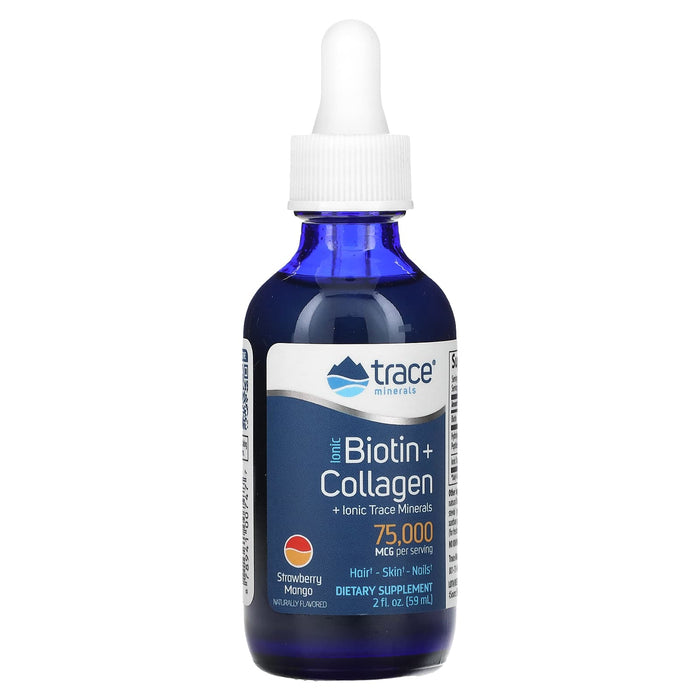 Trace Minerals ®, Ionic Biotin + Collagen, Strawberry Mango, 75,000 mcg, 2 fl oz (59 ml)