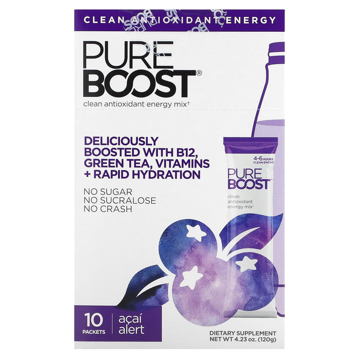 Pureboost, Clean Antioxidant Energy Mix, Acai Alert, 10 Packets, 0.42 oz (12 g) Each