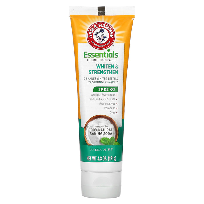 Arm & Hammer, Whiten & Strengthen, Essential Fluoride Toothpaste, Fresh Mint, 4.3 oz (121 g)