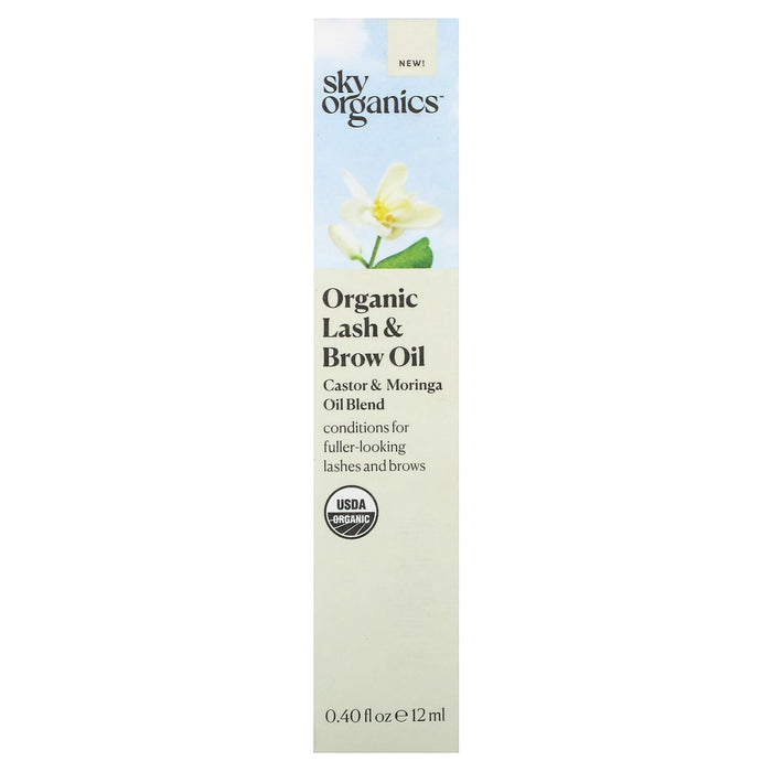 Sky Organics, Organic Lash & Brow Oil, Castor & Moringa Oil Blend, 0.40 fl oz (12 ml)