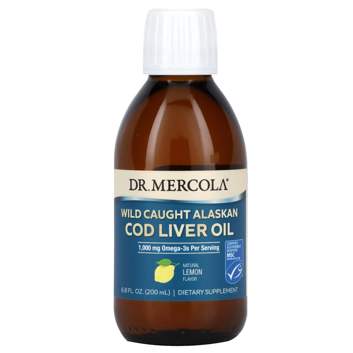 Dr. Mercola, Wild Caught Alaskan Cod Liver Oil, Lemon, 6.8 fl oz (200 ml)