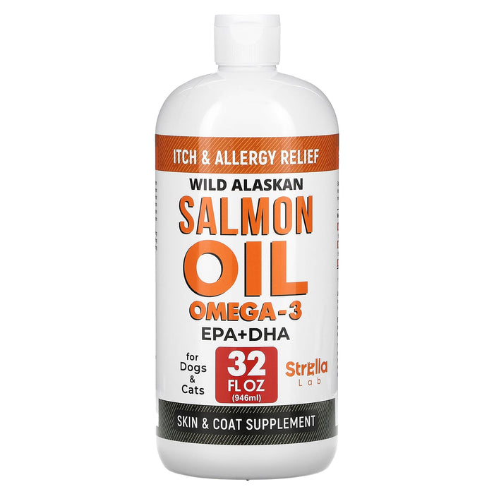 StrellaLab, Wild Alaskan Salmon Oil Omega-3, For Dogs & Cats, 32 fl oz (946 ml)