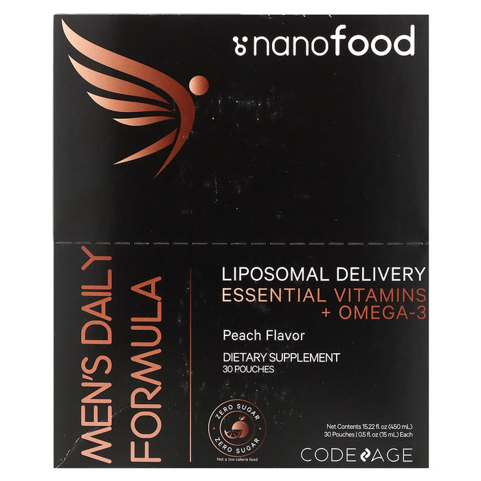 Codeage, Nanofood, Liposomal Men's Daily Formula, Peach, 30 Pouches, 0.5 fl oz (15 ml) Each