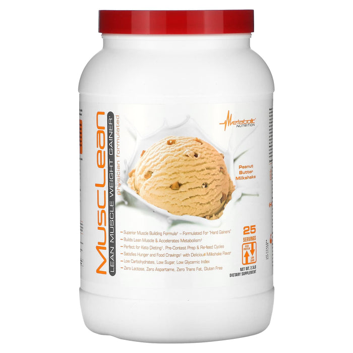 Metabolic Nutrition, MuscLean, Lean Muscle Weight Gainer, Peanut Butter Milkshake, 5 lb