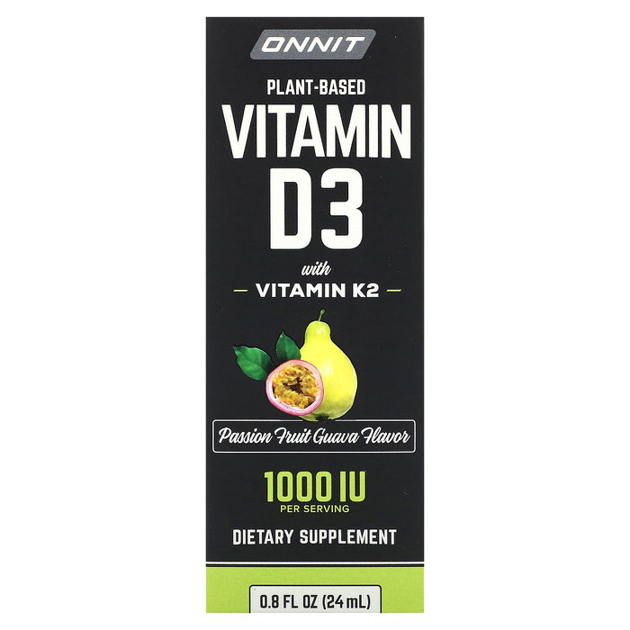 Onnit, Plant Based Vitamin D3 with Vitamin K2, Grapefruit, 25 mcg (1,000 IU), 0.8 fl oz (24 ml)