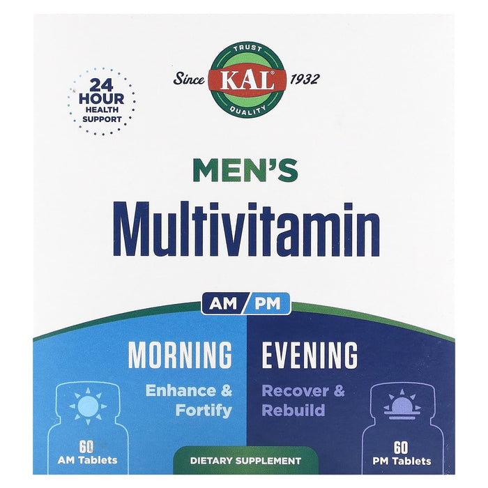 KAL, Men's Multivitamin, Morning & Evening, 2 Pack, 60 Tablets Each