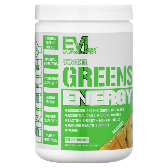 EVLution Nutrition, Stacked Greens Energy, Mango, 7.2 oz (204 g)