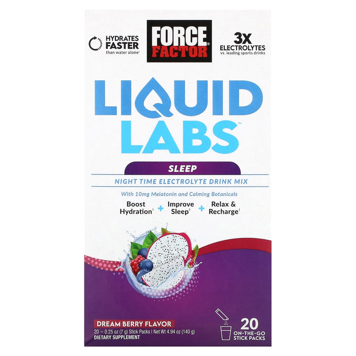Force Factor, Liquid Labs, Sleep, Dream Berry, 20 Stick Packs, 0.25 oz (7 g) Each