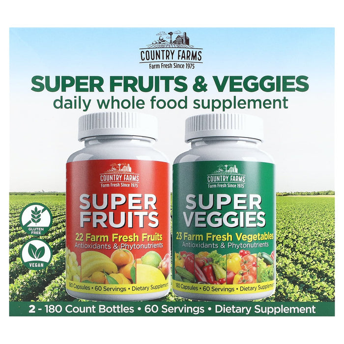 Country Farms, Super Fruits & Veggies , 2 Pack, 180 Capsules Each