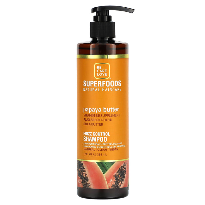 Be Care Love, Superfoods, Natural Hair Care, Frizz Control Shampoo, Papaya Butter, 12 fl oz (355 ml)