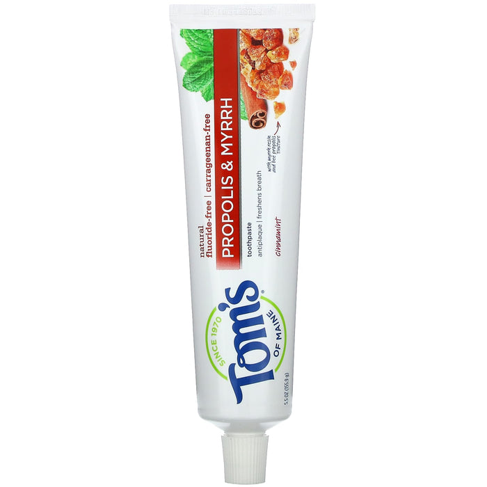 Tom's of Maine, Natural Antiplaque, Propolis & Myrrh Toothpaste, Fluoride-Free, Fennel, 5.5 oz (155.9 g)