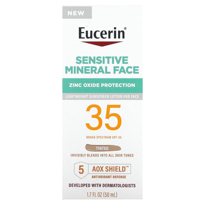 Eucerin, Sensitive Mineral Face Sunscreen Lotion, SPF 35, Tinted, 1.7 fl oz (50 ml)