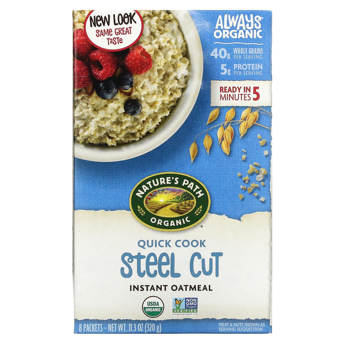 Nature's Path, Organic Instant Oatmeal, Quick Cook Steel Cut, 8 Packets, 11.3 oz (320 g)
