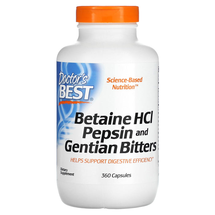 Doctor's Best, Betaine HCI Pepsin & Gentian Bitters, 120 Capsules