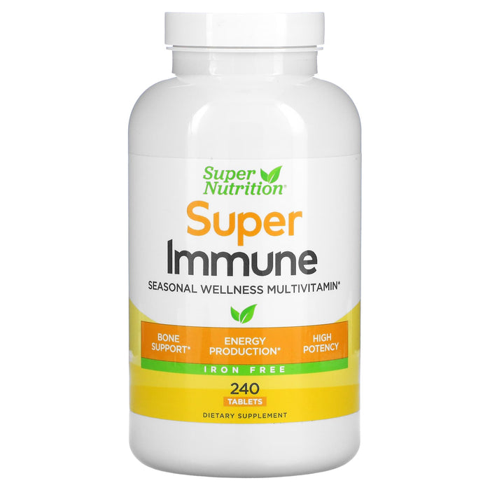 Super Nutrition, Super Immune, Immune-Strengthening Multivitamin with Glutathione, Iron-Free, 240 Tablets
