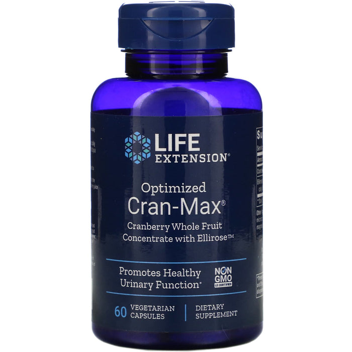Life Extension, Optimized Cran-Max, Cranberry Whole Fruit Concentrate with Ellirose, 60 Vegetarian Capsules