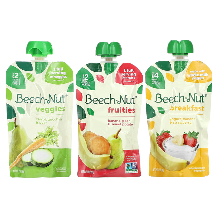 Beech-Nut, Favorite Flavors Variety Pack, 6+ Months & 12+ Months, 9 Pouches, 3.5 oz (99 g) Each