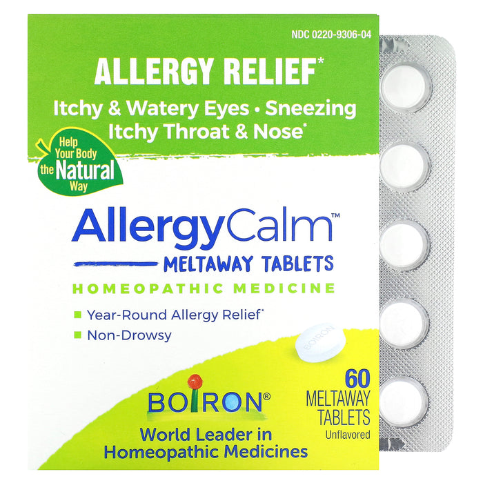 Boiron, AllergyCalm, Allergy Relief, Unflavored, 60 Meltaway Tablets