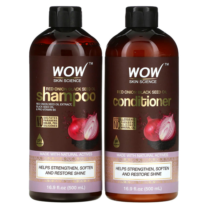 Wow Skin Science, Red Onion Black Seed Oil Shampoo + Hair Conditioner, 2 Piece Kit
