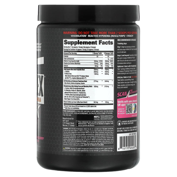 GAT, NITRAFLEX Black, Strawberry Kiwi, 1.01 lbs (460 g)