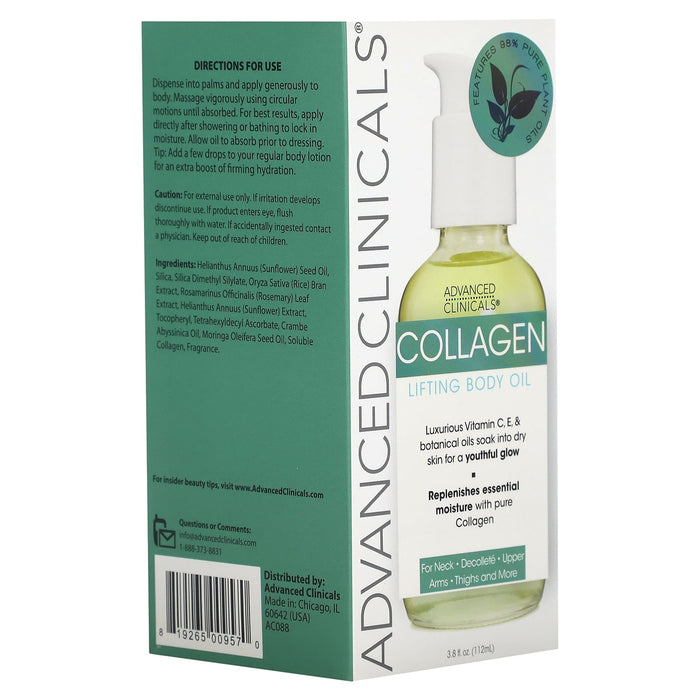Advanced Clinicals, Collagen Lifting Body Oil, 3.8 fl oz (112 ml)
