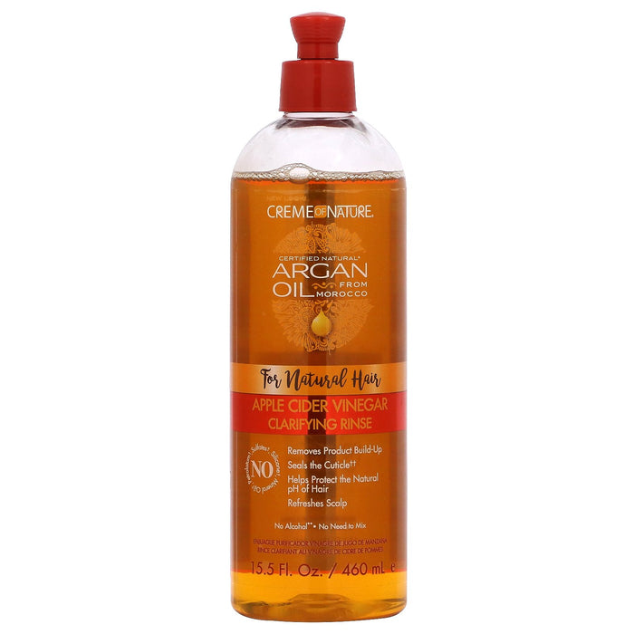 Creme Of Nature, Certified Natural Argan Oil From Morocco, Apple Cider Vinegar Clarifying Rinse, 15.5 fl oz (460 ml)