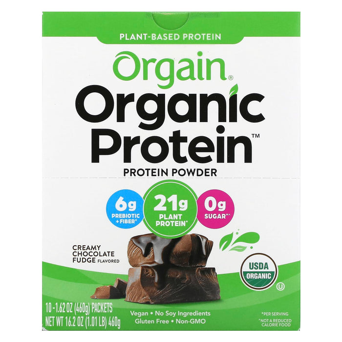 Orgain, Organic Protein Powder, Creamy Chocolate Fudge, 1.62 oz (46 g)