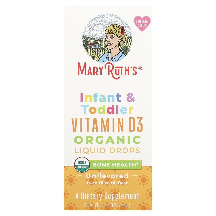 MaryRuth Organics, Organic Infant & Toddler Vitamin D3 Liquid Drops, 6 Months - 3 Years, Unflavored, 0.5 fl oz (15 ml)