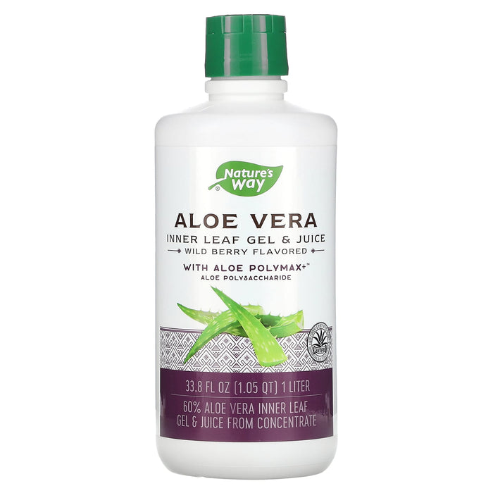 Nature's Way, Aloe Vera, Inner Leaf Gel & Juice with Aloe Polymax, Wild Berry, 33.8 fl oz (1 Liter)
