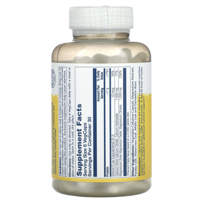Solaray, 1:1 Ratio, Cal-Mag Citrate with Vitamin D-2, 180 Vegcaps