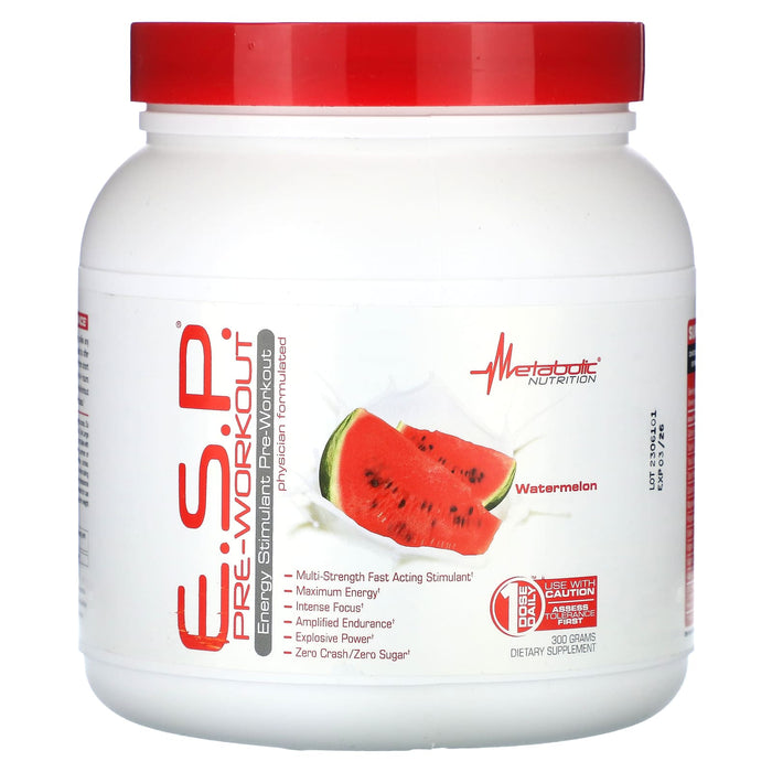 Metabolic Nutrition, E.S.P. Pre-Workout, Watermelon, 300 g
