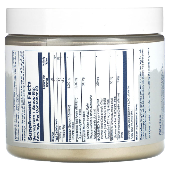 Solaray, Mycrobiome Prebiotic Powder, Natural Citrus, 5.64 oz (160 g)