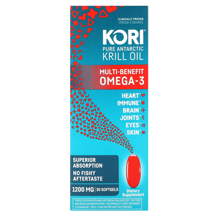 Kori, Pure Antarctic Krill Oil, Multi-Benefit Omega-3, 1,200 mg, 30 Softgels