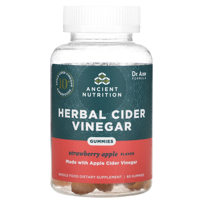 Dr. Axe / Ancient Nutrition, Herbal Cider Vinegar, Strawberry Apple, 60 Gummies