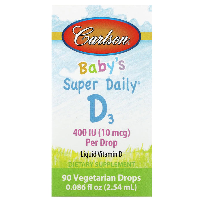 Carlson, Baby's Super Daily D3, 10 mcg (400 IU), 0.086 fl oz (2.54 ml)