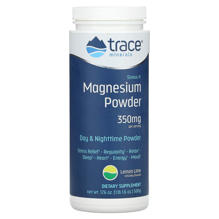 Trace Minerals ®, Stress-X, Magnesium Powder, Lemon Lime, 350 mg, 17.6 oz (500 g)