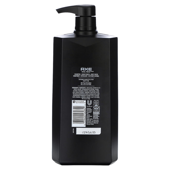 Axe, Hair, Clean All Over, 3 in 1 Shampoo + Conditioner + Body Wash, Total Fresh, 28 fl oz (828 ml)