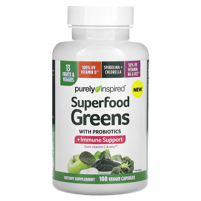 Purely Inspired, Superfood Greens with Probiotics, 100 Veggie Capsules