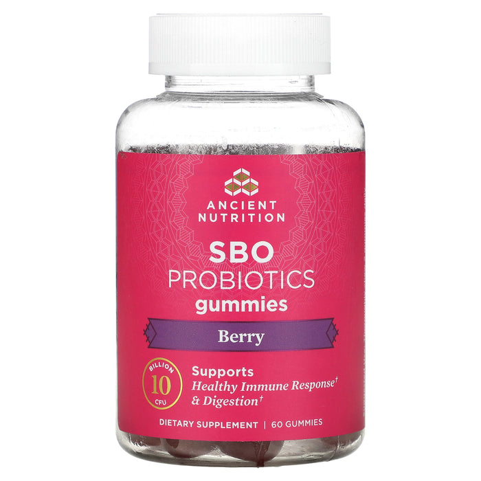 Dr. Axe / Ancient Nutrition, SBO Probiotics Gummies, Berry, 5 Billion CFU, 60 Gummies