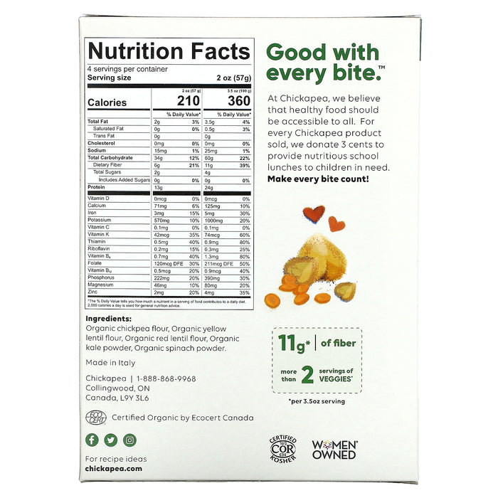 Chickapea, Organic Penne + Greens, 8 oz (227 g)