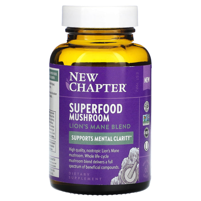 New Chapter, Superfood Mushroom, Lion's Mane Blend, 60 Vegan Capsules