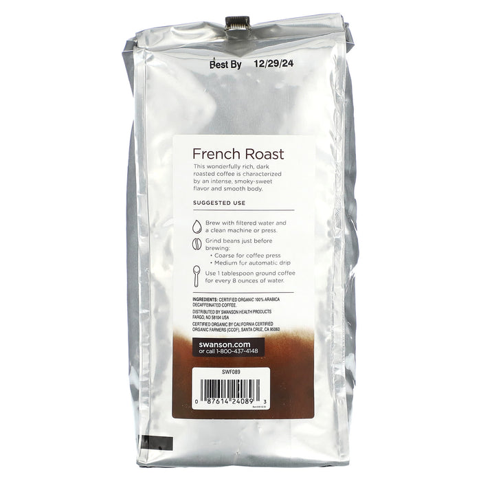 Swanson, Organic French Roast Coffee, Whole Bean, Dark Roast, 16 oz (454 g)